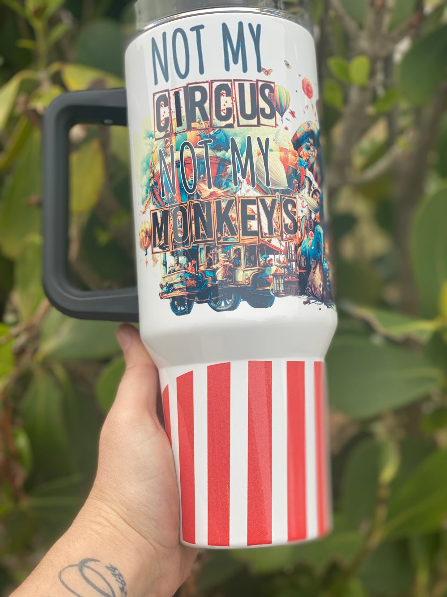 40oz “not my circus” quencher handled tumbler